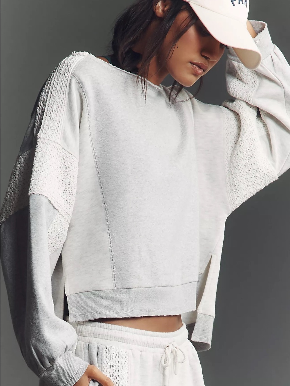 Daily Practice Crew-Neck Lace Panel Sweatshirt size Medium $128